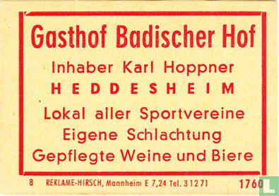 Gasthof Badischer Hof - Karl Hoppner