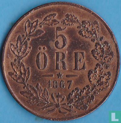 Sweden 5 öre 1867 - Image 1