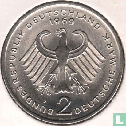 Allemagne 2 mark 1969 (J - Konrad Adenauer) - Image 1