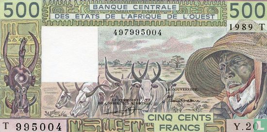 Stat Afr de l'Ouest. 500 francs T - Image 1