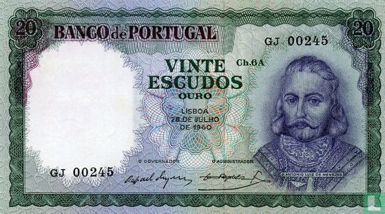 Portugal 20 escudos (Rafael da Silva Neves Duque & João Baptista de Araújo) - Image 3