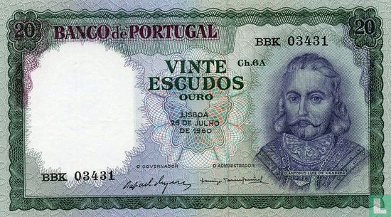 20 escudos D. António  L. De Menezes - Afbeelding 1