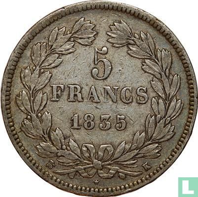 Frankrijk 5 francs 1835 (K) - Afbeelding 1