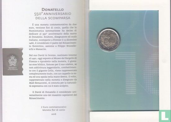 San Marino 2 Euro 2016 (Folder) "550th anniversary of the Death of Donatello" - Bild 2