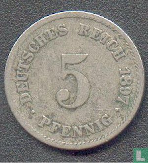 Empire allemand 5 pfennig 1897 (G) - Image 1