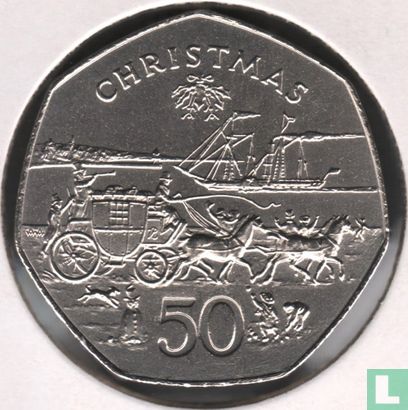 Île de Man 50 pence 1980 (AA) "Christmas" - Image 2