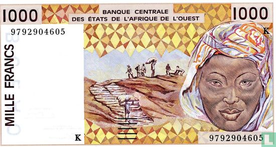 Stat Afr de l'Ouest. 1000 Francs K - Image 1
