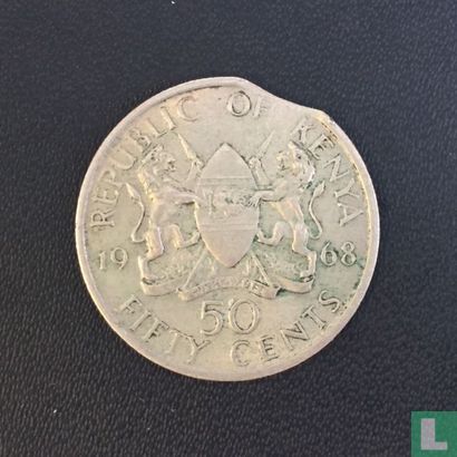 Kenya 50 cents 1968 (misstrike - end of plate) - Image 1
