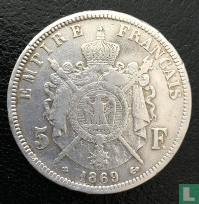 Frankrijk 5 francs 1869 (BB) (SEDAN) - Image 2
