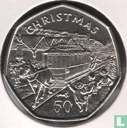 Isle of Man 50 pence 1986 (AA) "Christmas 1986" - Image 2