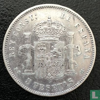 Spain 5 pesetas 1892 (type 1) - Image 2