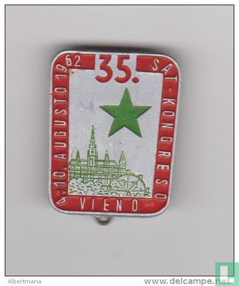 (EP) Pin Esperanto 1962 35a SAT-Kongreso en Vieno - Esperanto Congress in Vienna - St. Stephen´sCathedral & Giant Wheel
