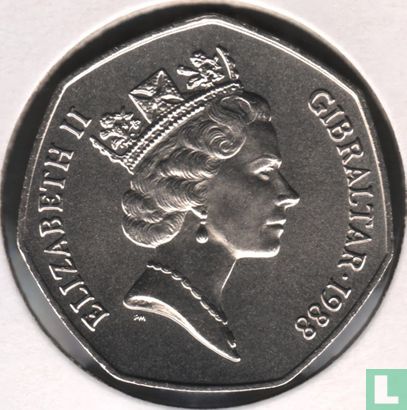 Gibraltar 50 pence 1988 (AB) - Image 1