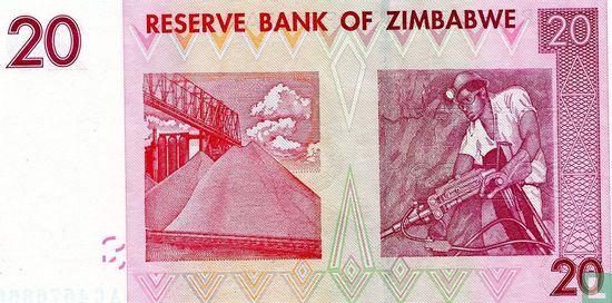 Simbabwe 20 Dollars 2007 - Bild 2