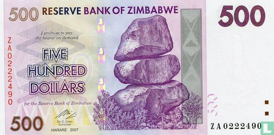 Zimbabwe 500 Dollars 2007 - Afbeelding 1