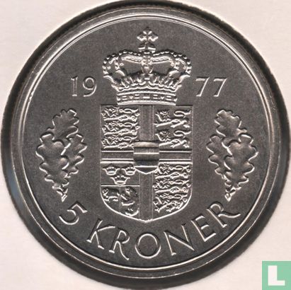 Denemarken 5 kroner 1977 - Afbeelding 1