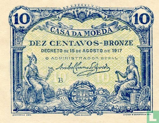 Portugal 10 Centavos 1917 - Bild 1