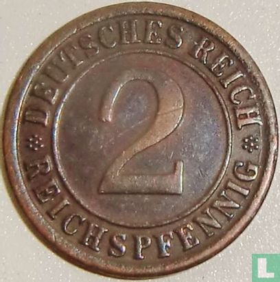 German Empire 2 reichspfennig 1925 (F) - Image 2