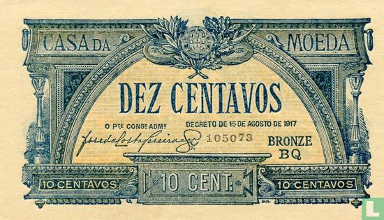 Portugal 10 centavos 1917 - Afbeelding 1