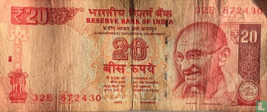 India 20 Rupees 2013 (R) - Afbeelding 1