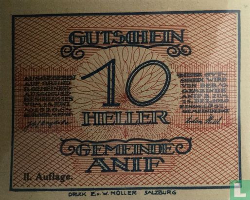 Anif 10 Heller 1920 - Afbeelding 1