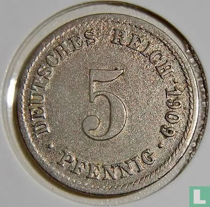 Deutsches Reich 5 Pfennig 1909 (F) - Bild 1