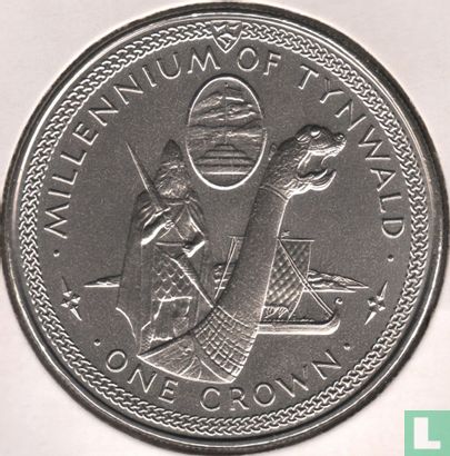 Île de Man 1 crown 1979 (cuivre-nickel) "Millennium of Tynwald - Viking longship" - Image 2