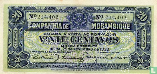 Mozambique 20 centavos 1933 - Afbeelding 1