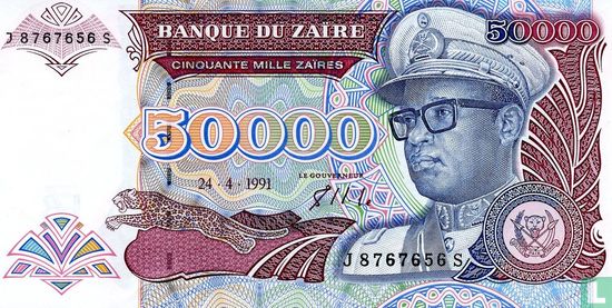 Zaire 50.000 Zaires 1991 - Afbeelding 1