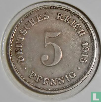 German Empire 5 pfennig 1915 (J - copper-nickel) - Image 1