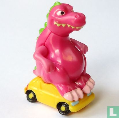 Roze dinosaurus (Auto geel) - Afbeelding 1