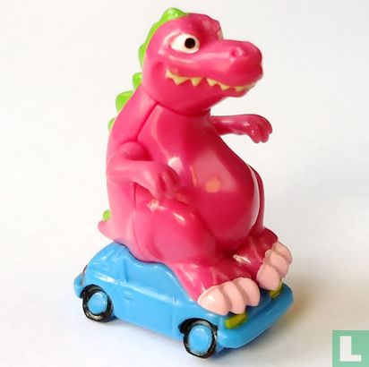 Roze dinosaurus (Auto blauw) - Afbeelding 1