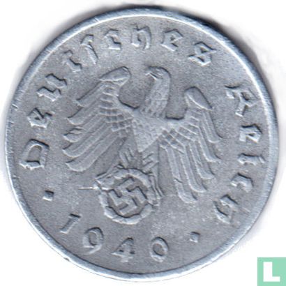 Empire allemand 1 reichspfennig 1940 (A - zinc - rotation fauté) - Image 1