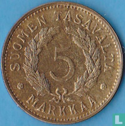 Finland 5 markkaa 1950 (dennennaalden boven M van Markkaa in 2 stappen) - Afbeelding 2