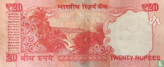 India 20 Rupees 2015 - Afbeelding 2