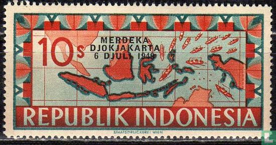 Kaart van Indonesië met opdruk