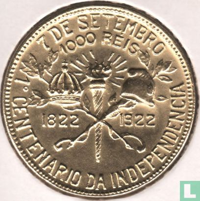 Brazilië 1000 réis 1922 (type 1) "Centenary of Independence" - Afbeelding 1
