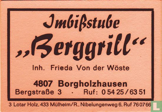"Berggrill" - Frieda Von der Wöste