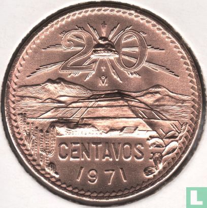 Mexico 20 centavos 1971 (vleugelveren naar rechts) - Afbeelding 1