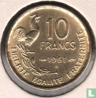 Frankreich 10 Franc 1951 (mit B) - Bild 1