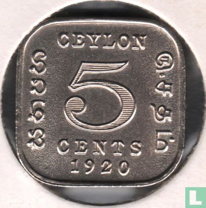 Ceylan 5 cents 1920 - Image 1