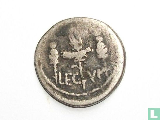 MARC ANTOINE Romeinse Rijk. AR Denarius - Legio VI Ferrata- (32 Av JC) Marcus Antonius TB - Rare. - Afbeelding 2