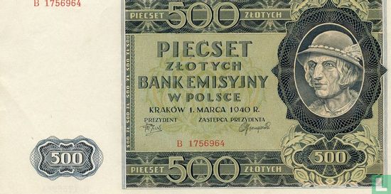 Polen 500 Zlotych 1940 - Bild 1