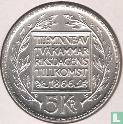 Zweden 5 kronor 1966 "100th Anniversary of Constitution Reform" - Afbeelding 2
