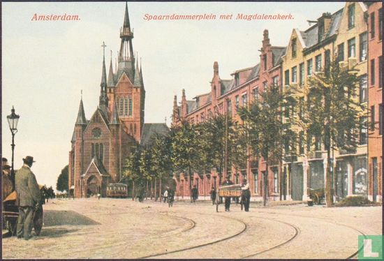 Spaarndammerplein met Maria Magdalenakerk. - Image 1