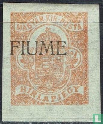 Crown and coat of arms, with overprint