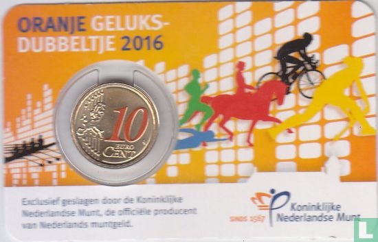 Nederland 0,10 euro 2016 (coincard) "Oranje geluksdubbeltje"  - Bild 1
