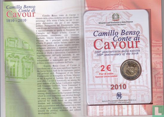 Italien 2 Euro 2010 (Folder) "200th Anniversary of the birth of Camillo Benso - Count of Cavour" - Bild 2