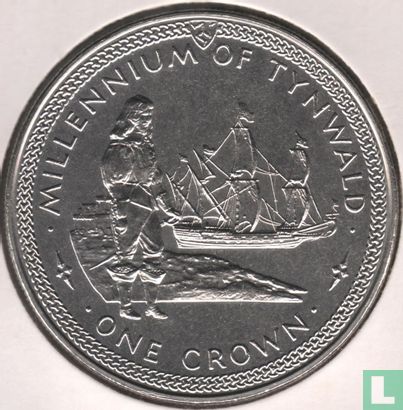 Insel Man 1 Crown 1979 (Kupfer-Nickel) "Millennium of Tynwald - English warship" - Bild 2