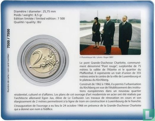 Luxembourg 2 euro 2016 (coincard) "50 years of the Grand-Duchess Charlotte bridge" - Image 2